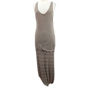 Victoria's Secret Linen‎ Viscose Taupe Tank Maxi Dress Semi Sheer Beach Size L
